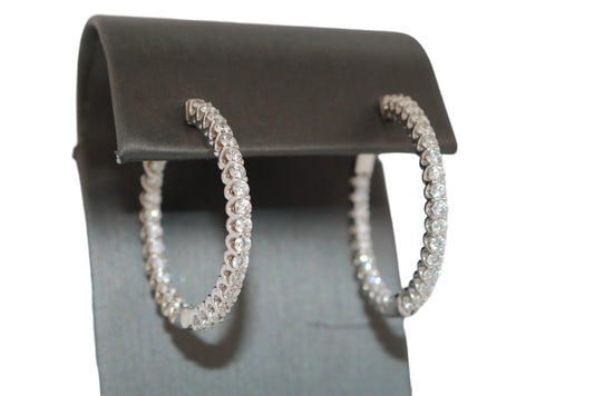 14K White Gold 2.61ctw Natural Diamond Inside-out Hoop Earrings