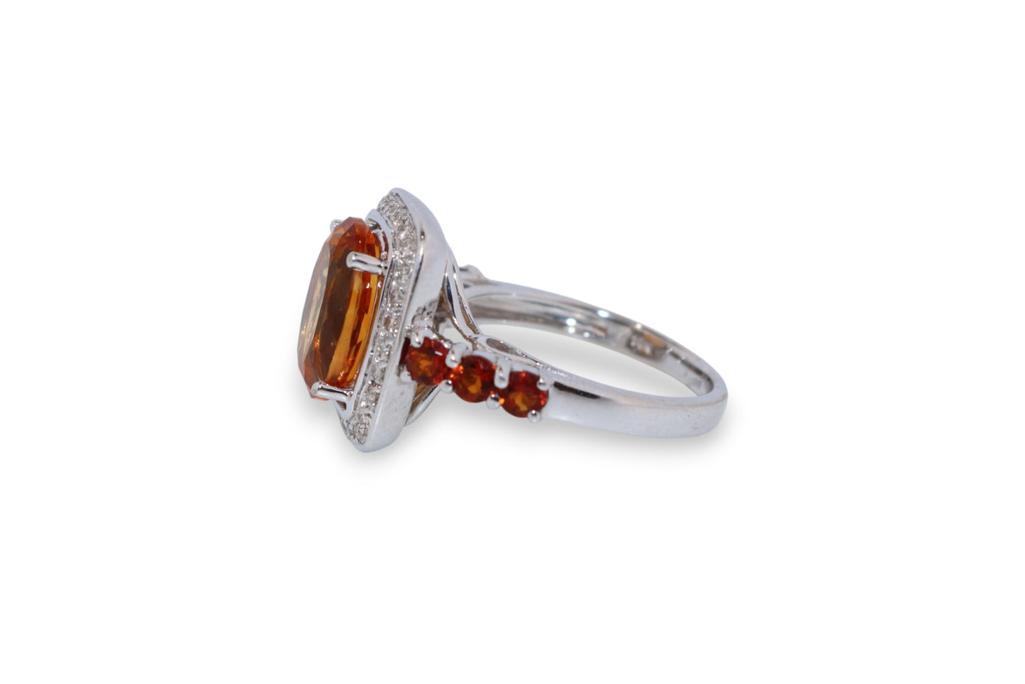 14K White Gold Citrine & Diamond Ring