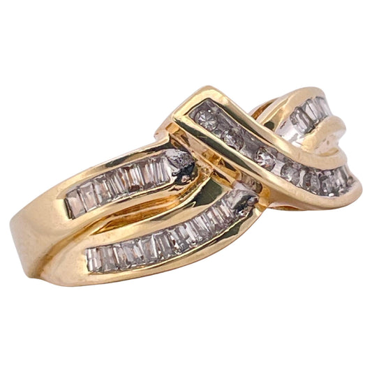 0.25ctw I-K I2 Round & Baguette Cut Diamond Ring Set in 10K Yellow Gold