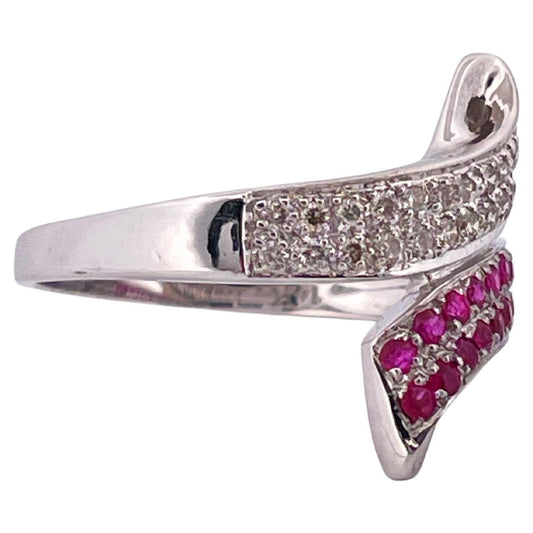 0.50ctw H-I SI1 Diamond & Pink Sapphire Ring Set In 14K White Gold
