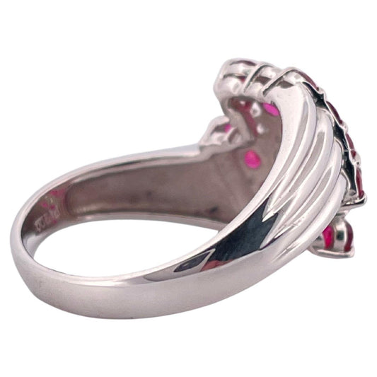0.75ctw Ruby & 0.34ctw I-J SI2 Diamond Ring Set In Platinum
