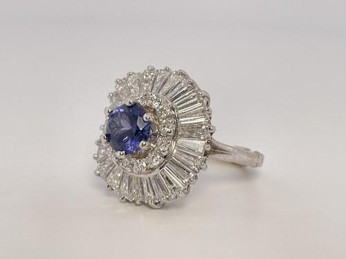 14K White Gold Ballerina Ring Lavender Sapphire 1.38CTW W/ 3.00CTW Diamonds
