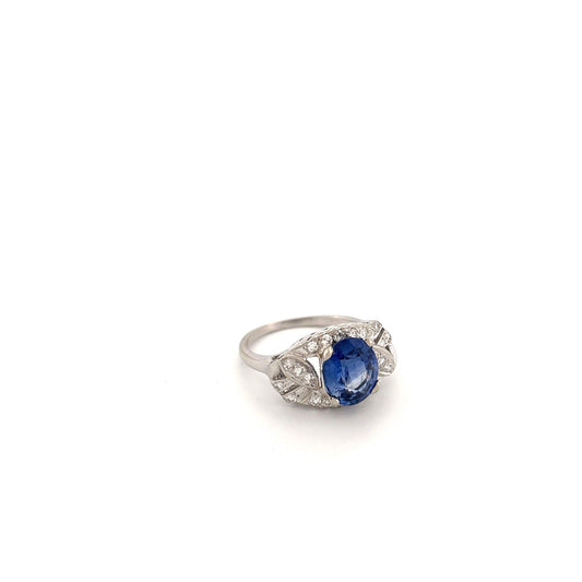 14K White Gold Sapphire & Diamond Ring