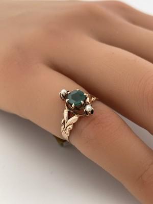 14k Gold 0.50ct Emerald & Pearl Ring/ Size 3.75/ 1.6g