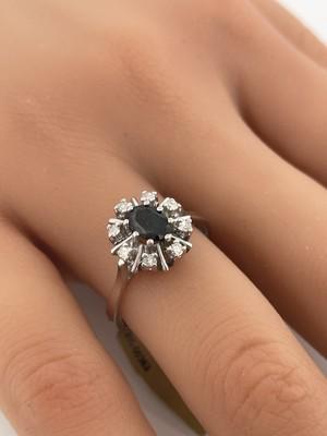 14k Gold .50ct Sapphire & 0.24ct Diamond Ring/ Size 7.5/ 3.2g