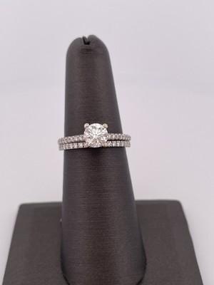 14k White Gold 0.80ct G SI1 Center & 0.21 Semi-set 0.20ctw Anniversary Band