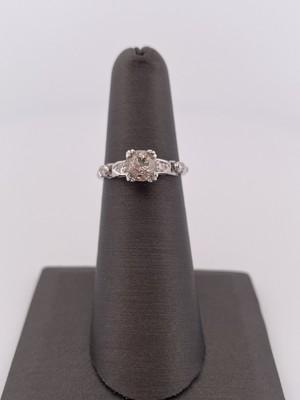 14k White Gold 0.80ctw Old Mine Cut Center Stone Diamond Ring/ Size 5.5/ 2.3g