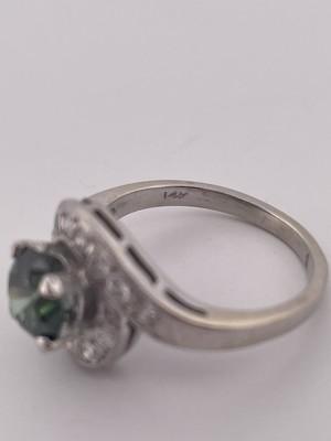 14k White Gold Irradiated Diamond Ring/ Size 6.25/3.2g