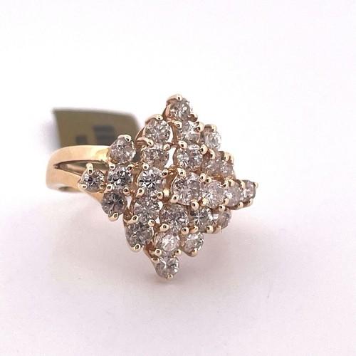 14k Yellow Gold 2.00ct 25 Stone Diamond Ring/ Size 6.25/ 5.4g