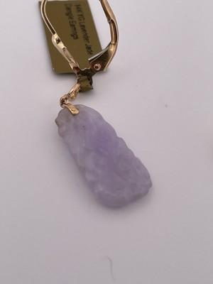 14k Yellow Gold Lavender Jade Dangle Earrings