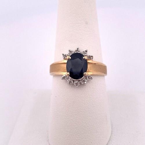 14k Yellow Gold Sapphire & Diamond Ring