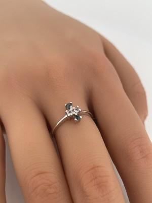 14k white gold sapphire & Diamond Ring/ Size 7.25/ 1.7g