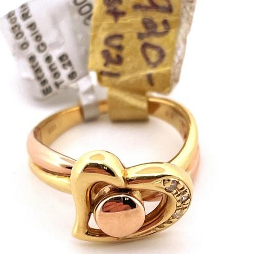 18K Two Tone Rose Yellow Gold 0.03CT Diamond Heart Spinner Ring Size 6.25