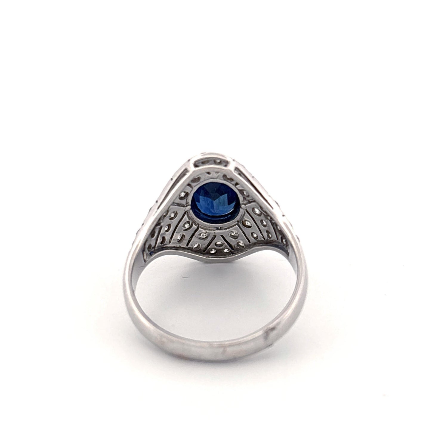 18K White Gold Thai Sapphire & Diamond Ring