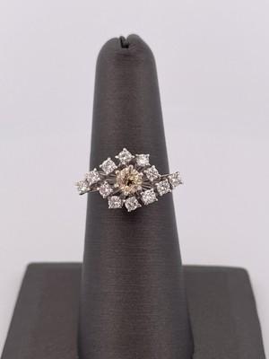 18k WG 0.36ctw Yellow Diamond & 0.48 Accent Diamond Ring/ Size 6.75/ 3.3
