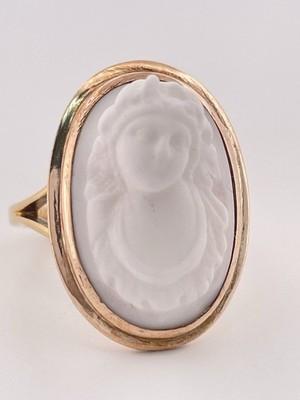 1905 14k Yellow Gold Antique Cameo Ring/ Size 6.75/ 6.8g