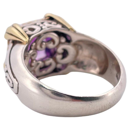 Amethyst Ring with 18K Yellow Gold trim Set In 925 Sterling Silver