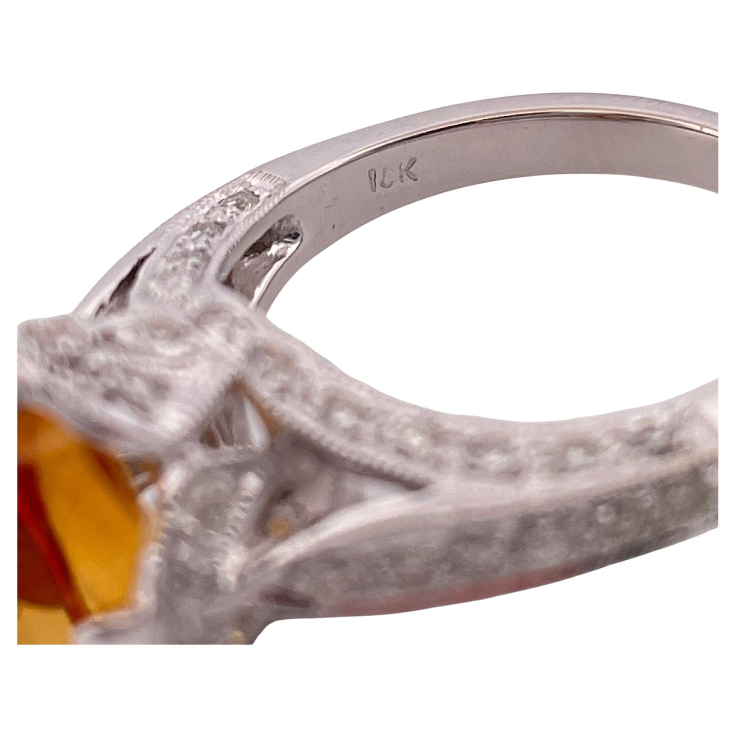 Citrine & 0.61ctw H-I SI2 Diamond Ring Set In 18K White Gold