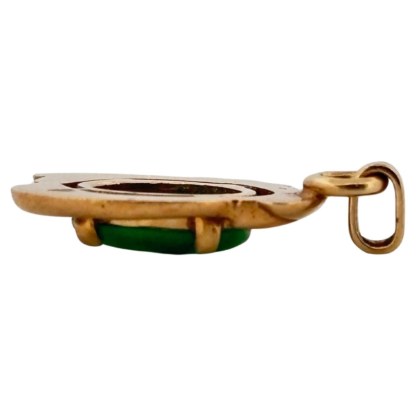Fine Oval Jade 14K Yellow Gold Necklace Pendant