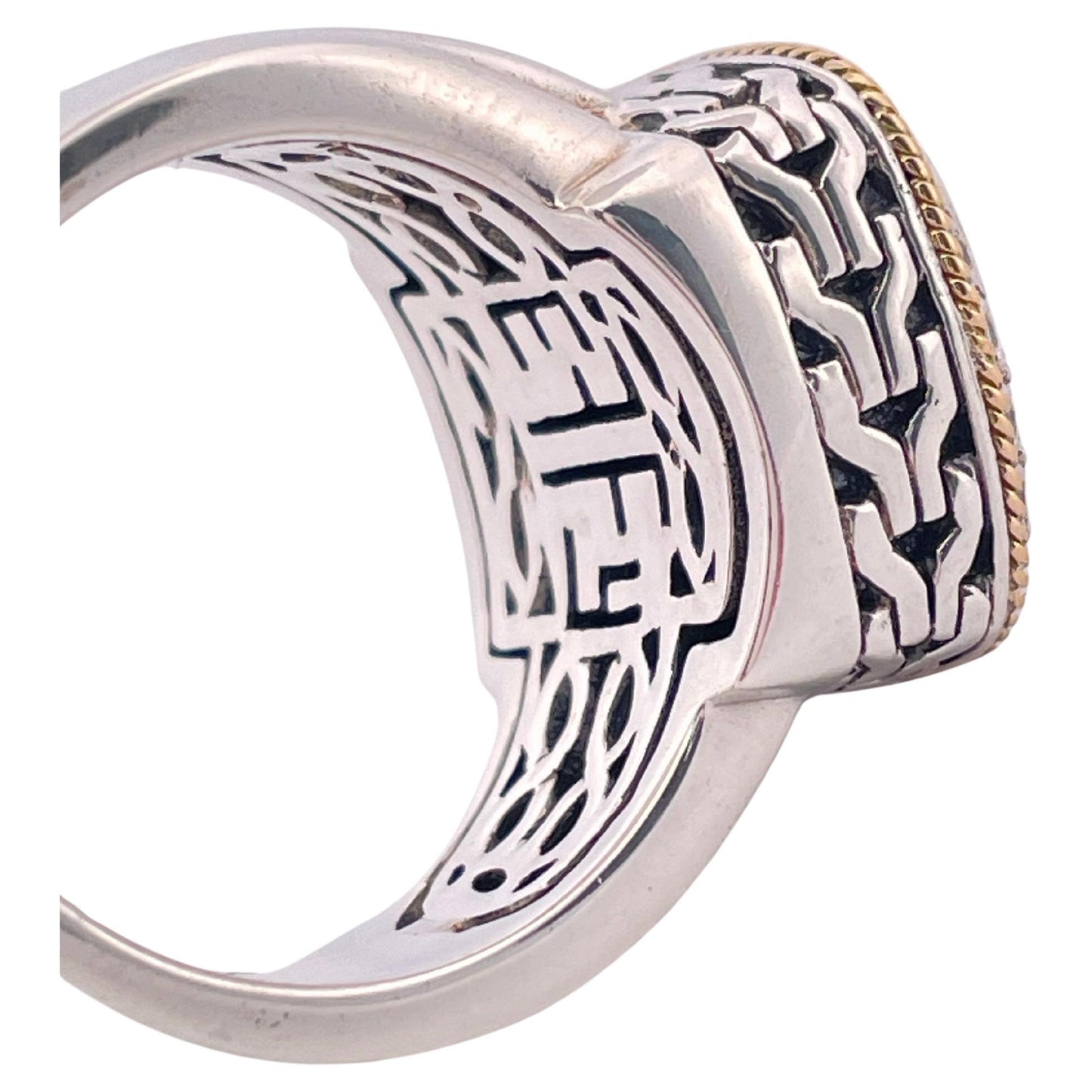G-H SI1 Diamond & Sapphire Effy Ring set in Sterling Silver with 18K Gold Accent