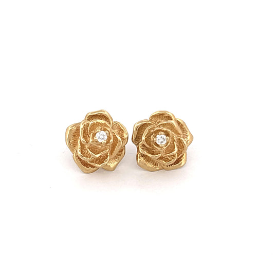 14K Flower Diamond Earrings