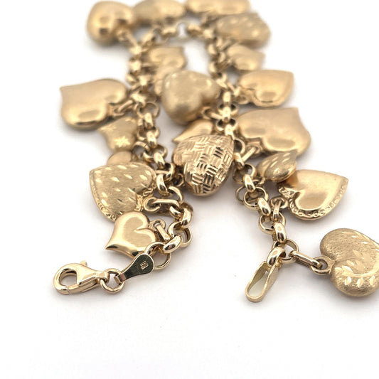 14K Heart Charm Bracelet