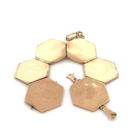 Vintage 14K Gold Hexagonal Multi-Photo Locket Pendant