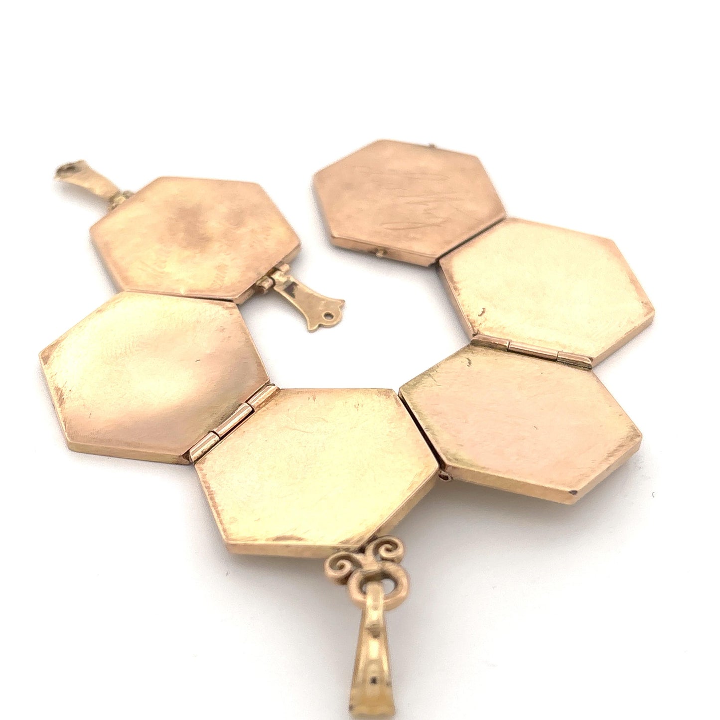 Vintage 14K Gold Hexagonal Multi-Photo Locket Pendant