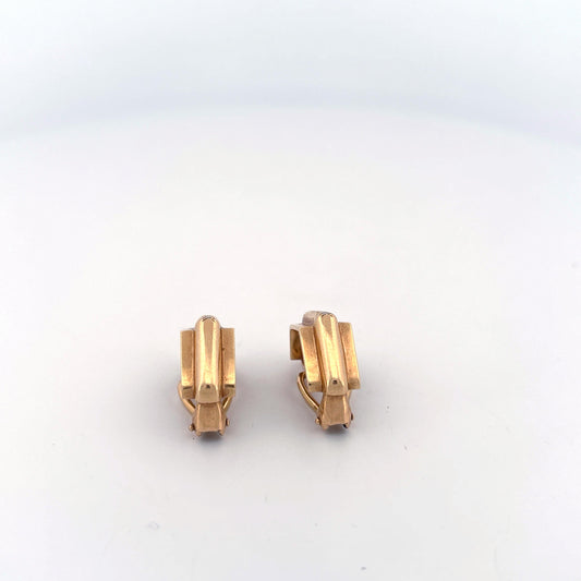 14K Yellow Gold Diamond Hoops