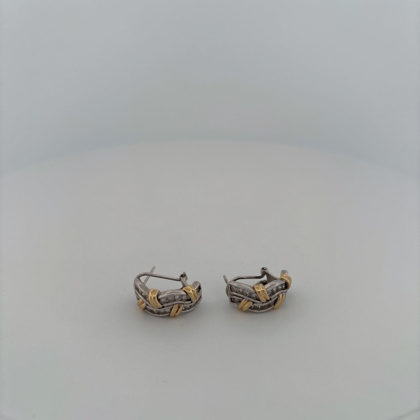 14K Two Tone Diamond Earring Huggies