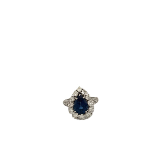GIA 18K Graff Designer Pear Sapphire & Diamond Ring