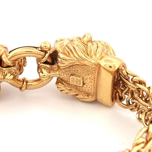 14k Dueling Lions Yellow Gold Bracelet