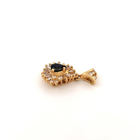 14K YG Sapphire & Diamond Pendant