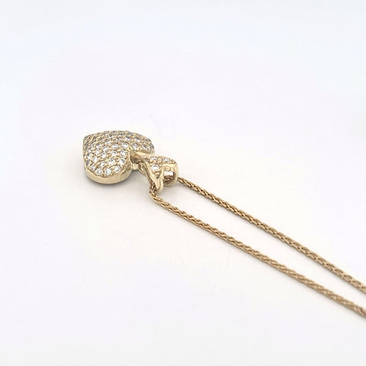 18K Yellow Gold Diamond Pave Necklace on a Rope Chain