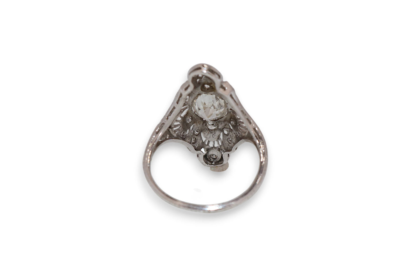 Platinum 1.25K I-J Si European Cut Diamond Filigree Ring