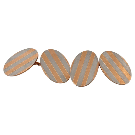 Oval 14K Rose Gold & Platinum Vintage Two-Tone Cufflinks