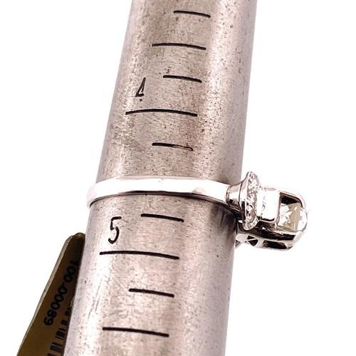 Platinum 0.72CT SI2/J Center & 0.2&CT Baguette & Round Cut Diamond Ring Size 4.5