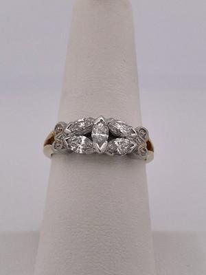 Platinum & 18k Yellow Gold 1.00ctw Diamond Ring/ Size 7.25/ 6.3g
