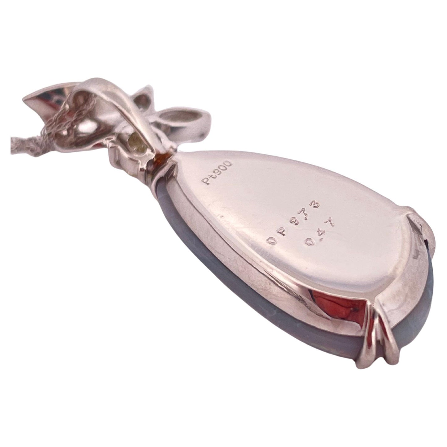 Platinum 9.7ctw Opal & 0.47ctw Diamond Pendant With 18k White Gold 18” Chain