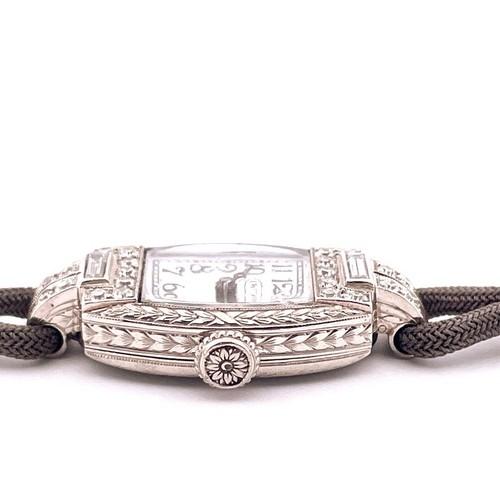Platinum & Diamond Ladies IWC Vintage Art Deco Manual Wind Watch 6.5”