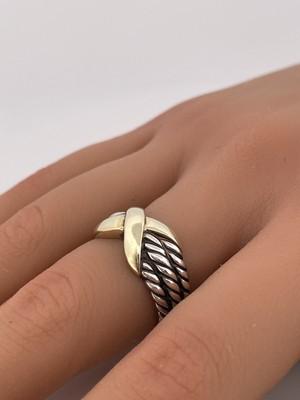 SS & 14k Gold Triple Cable X Band/ Size 7.5/ 7.6g