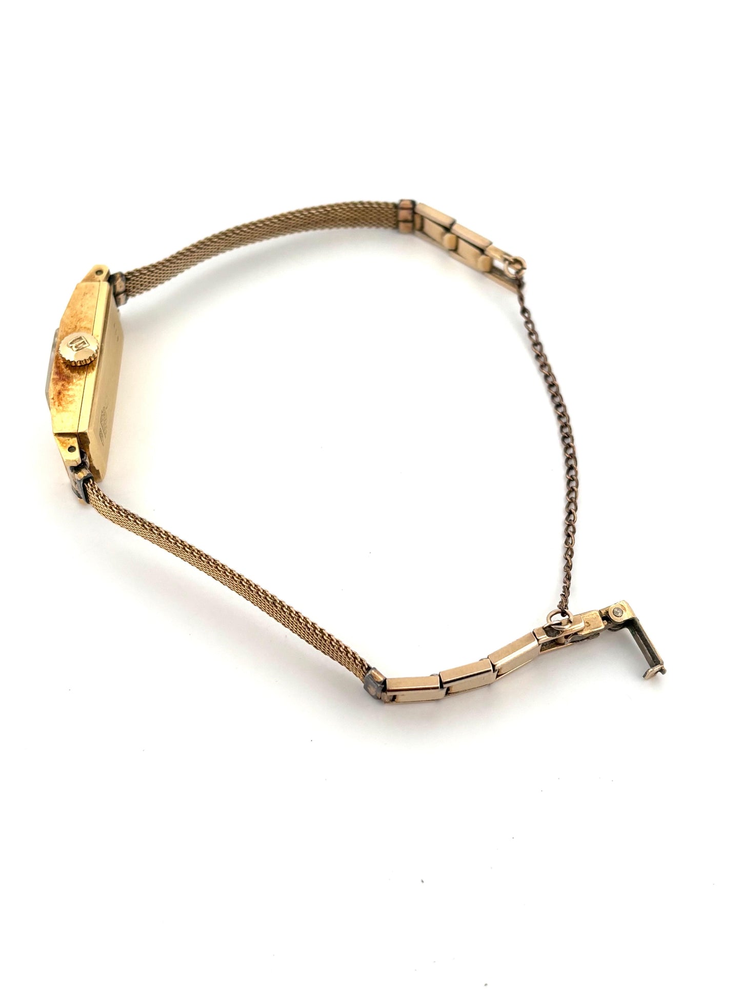 Small Rectangular 18K Yellow Gold Ladies Bucherer Automatic Swiss Watch