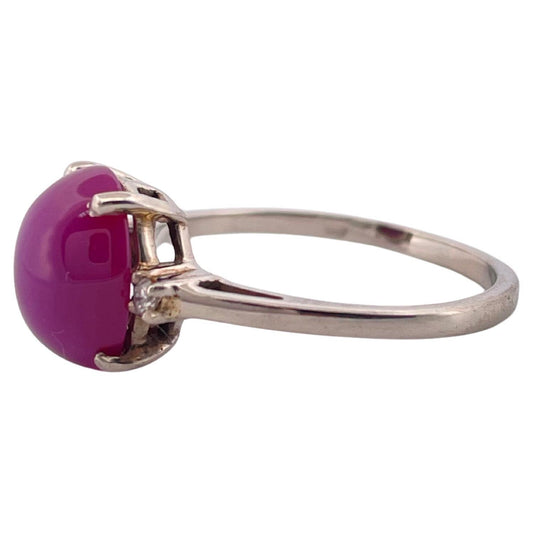 Star Ruby & 0.06ctw H SI1 Diamond Ring Set in 10K White Gold