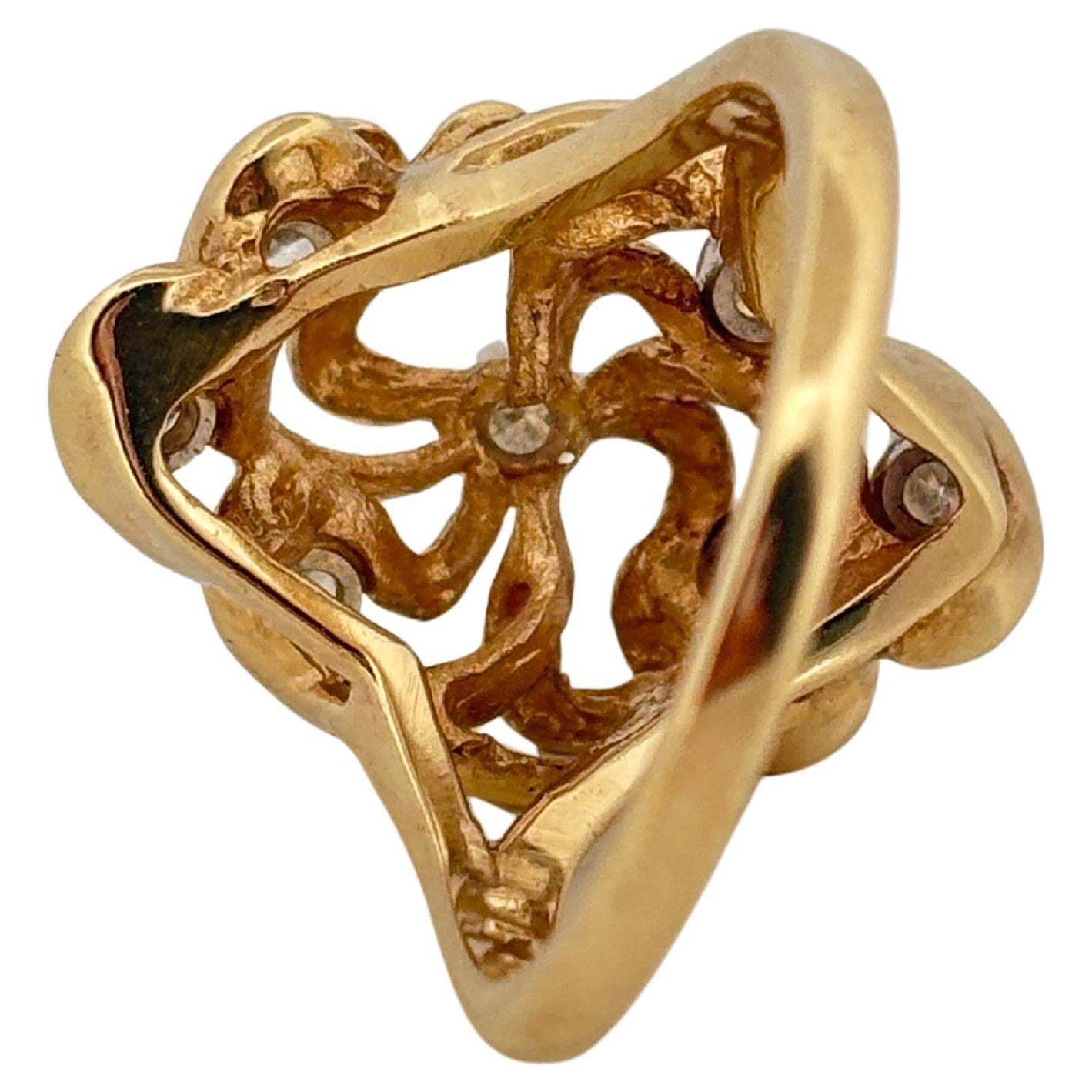 Vintage 0.50ctw 7 Stone Round Cut Diamond 14K Yellow Gold Ring