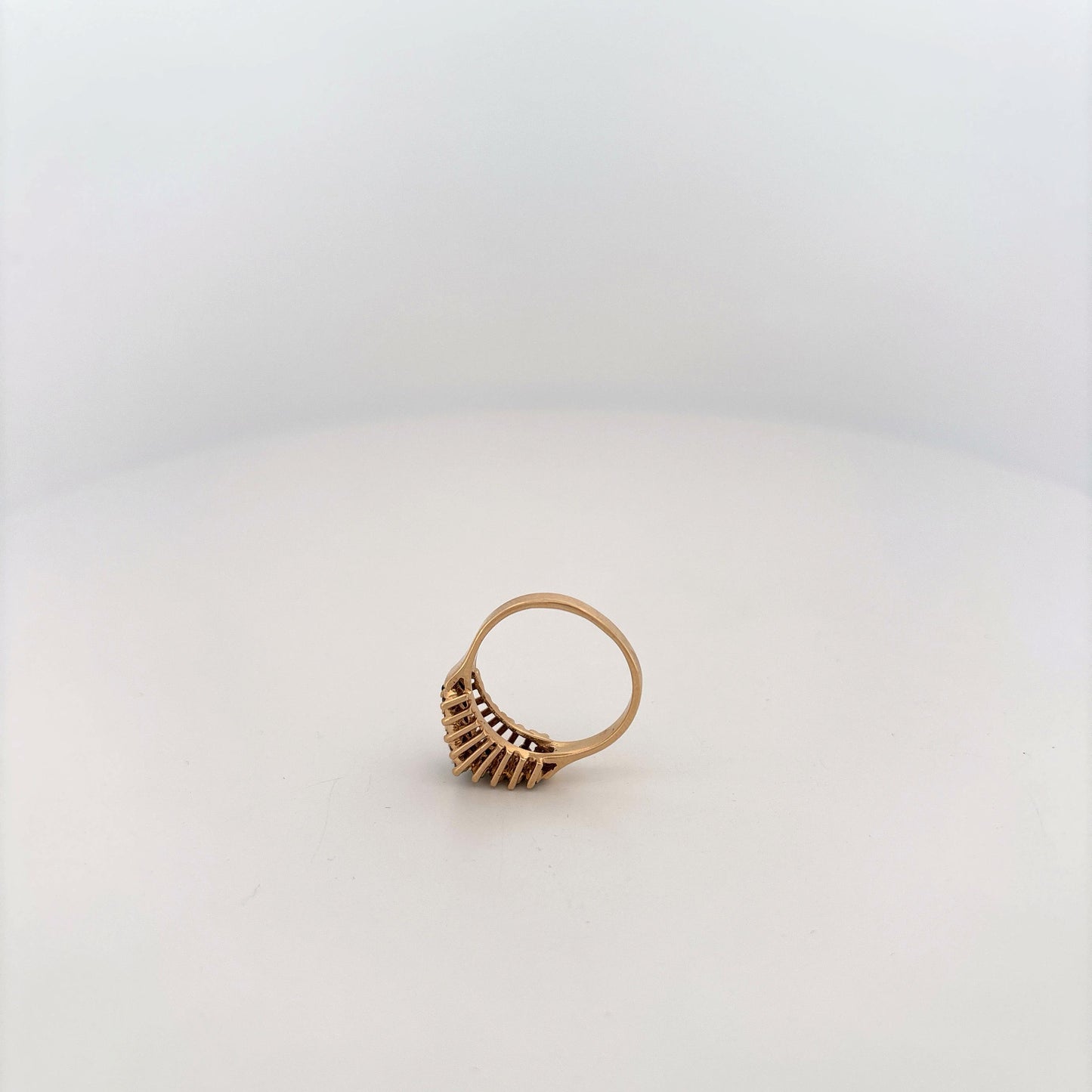 14K Yellow Gold Ring with Emeralds and Diamond