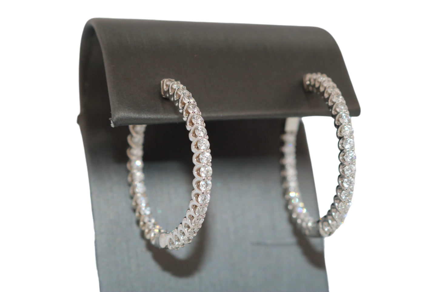 14K White Gold 2.61ctw Natural Diamond Inside-out Hoop Earrings