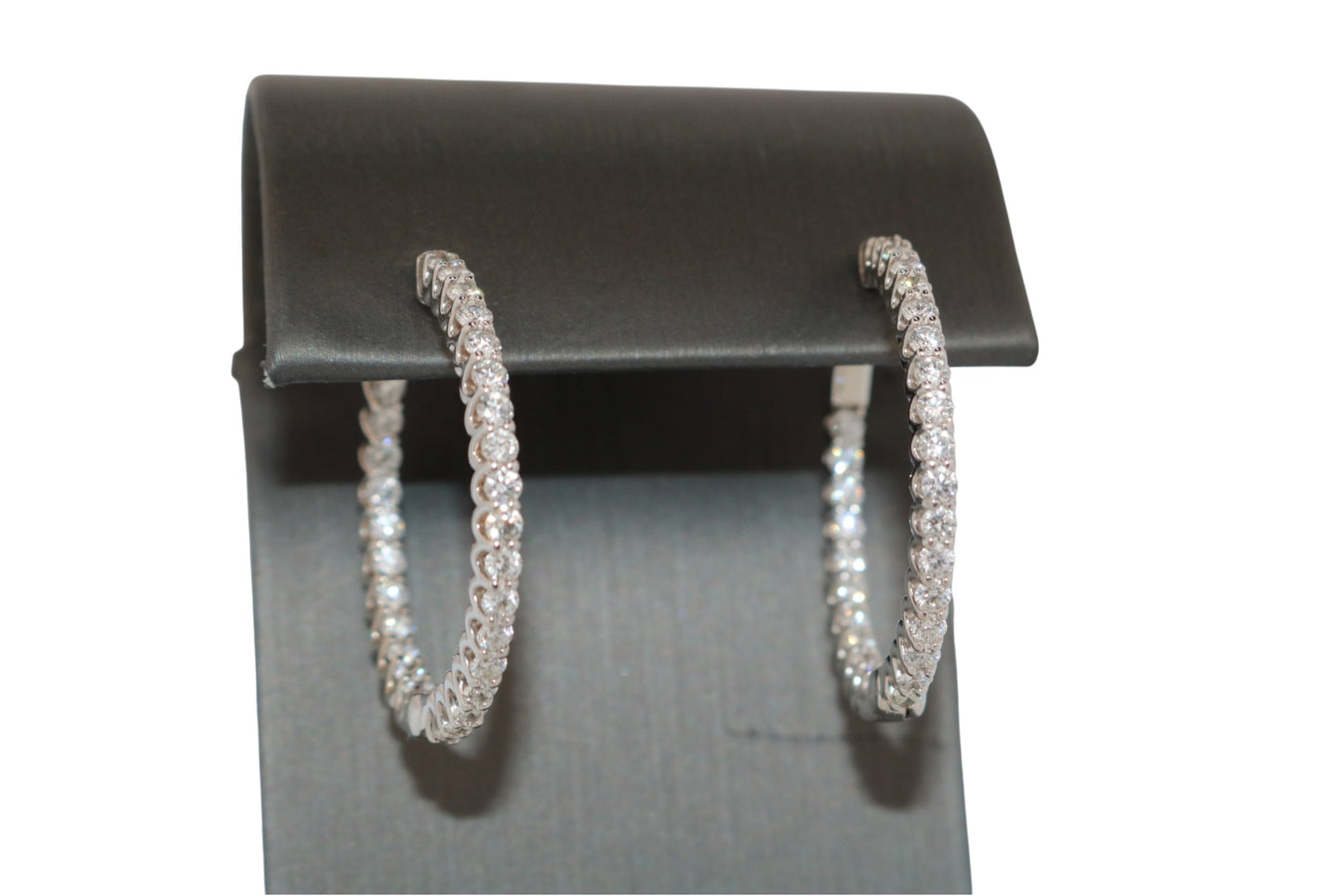 14K White Gold 2.61ctw Natural Diamond Inside-out Hoop Earrings