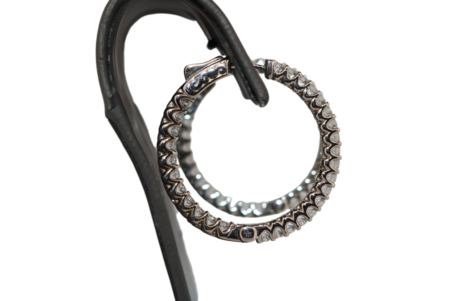 14K White Gold 2.61ctw Natural Diamond Inside-out Hoop Earrings