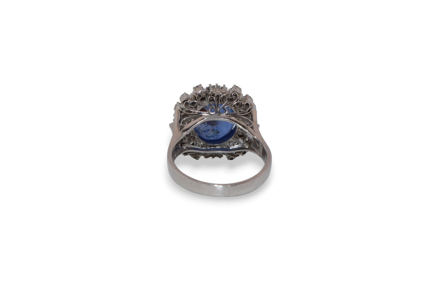 Platinum Blue Sapphire & 0.79ctw Diamond Estate Vintage Ring