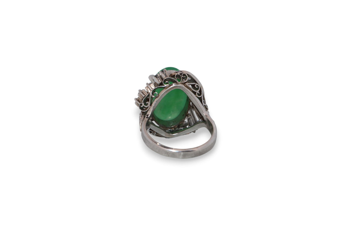 Platinum 6.17ct Natural Jade & 0.84ctw Diamond Ring